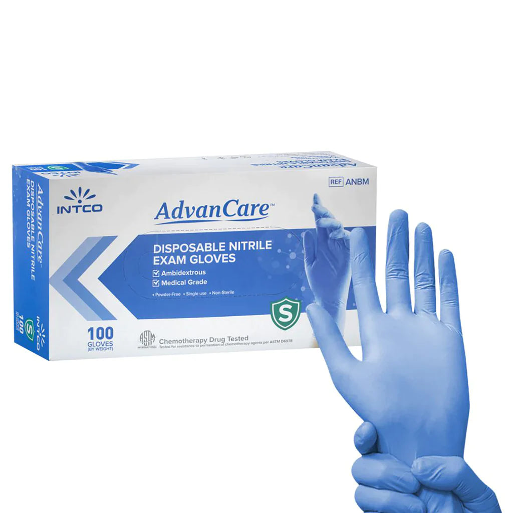 Intco AdvanceCare 4mm 9'' Nitrile Examination Gloves