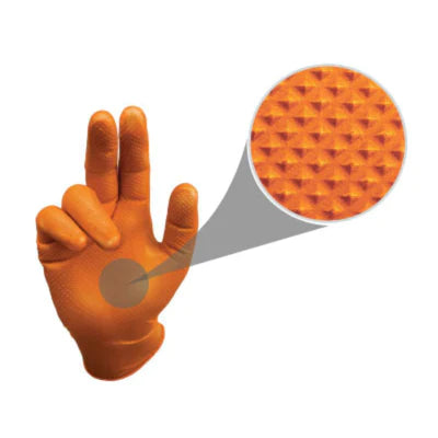 PODS 9Mil Orange Diamond Grip Industrial Nitrile